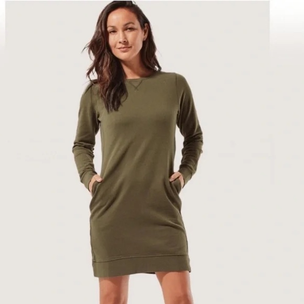 Pact Olive Green Long Sleeve Dress